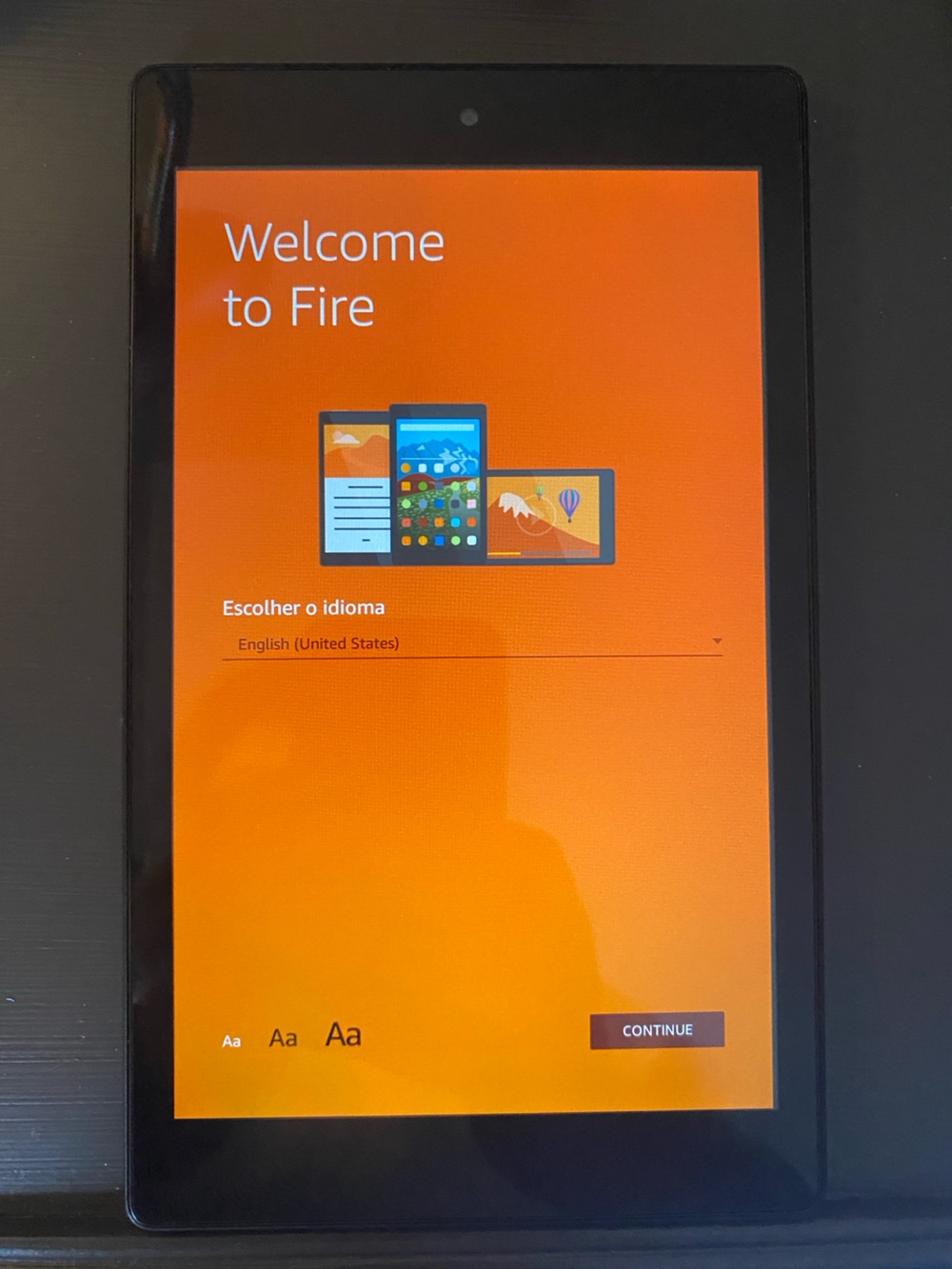 Amazon Tablet with Vivid Orange Display and Black Bezel